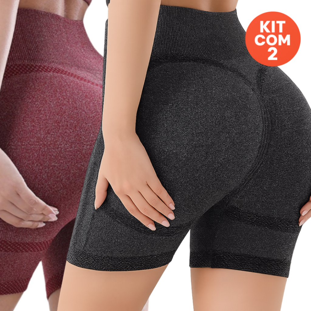 Kit com 2 Shorts Feminino Academia Fitness Suplex Levanta Bumbum em Oferta na Shopee