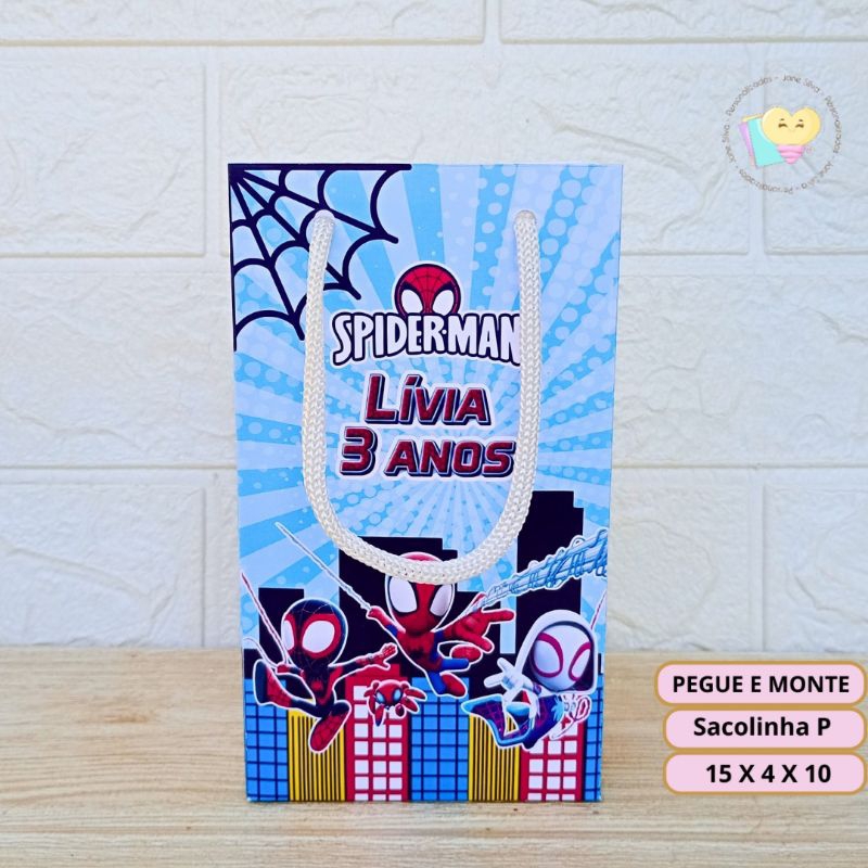 Sacolinha Surpresa Homem Aranha e Seus Amigos - Personalizados - Lembrancinha - Festa Infantil / PEGUE E MONTE