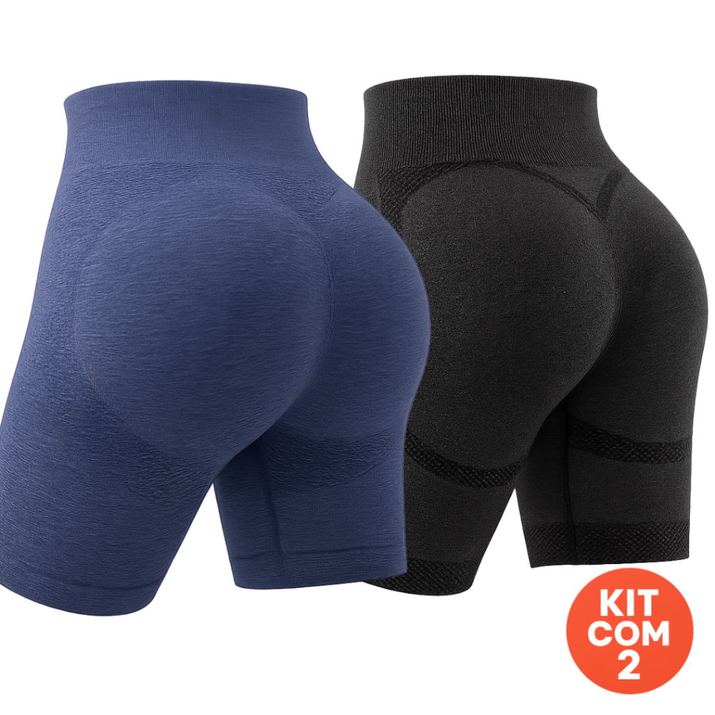 Kit com 2 Shorts Feminino Corrida Caminhada Academia Fitness Suplex em Oferta na Shopee