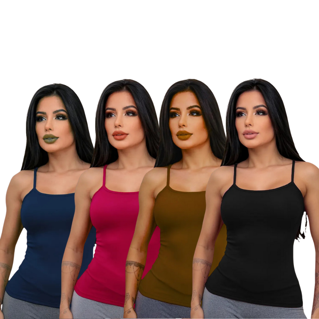 Kit 4 Regatas Feminina C/ Bojo Dia a Dia Atacado Caminhada Blusinha em Oferta na Shopee