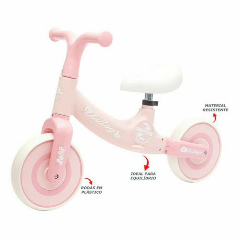 Bike Infantil Sem Pedal Retrô Sem Pedal Equilíbrio Baby Rosa-claro Marrom Menina Menino