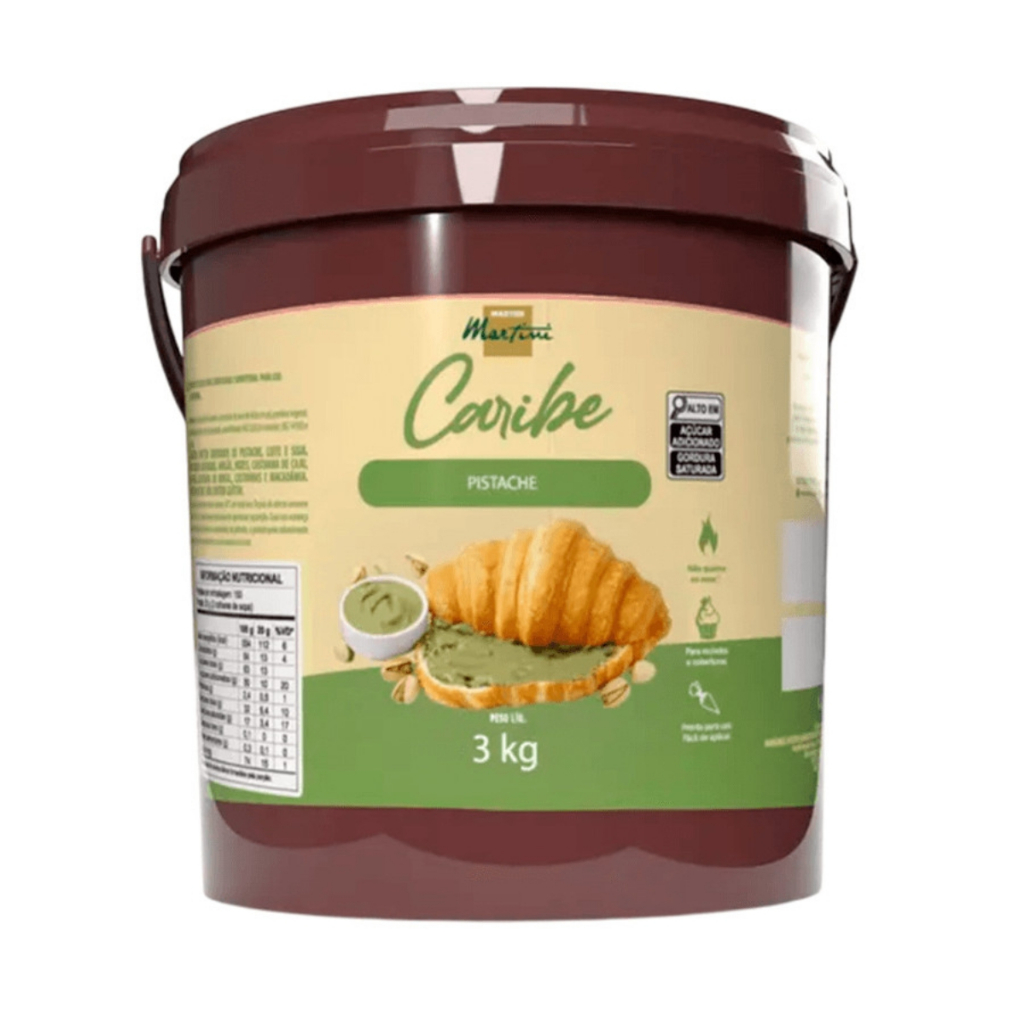 Recheio Creme Pistache Caribe Master martini 3kg Balde Para Bolo Tortas Doces em Oferta na Shopee