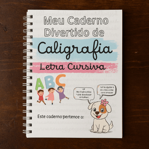 Caderno de Caligrafia Infantil Kika – Letra Cursiva + Certificado de Conclusão