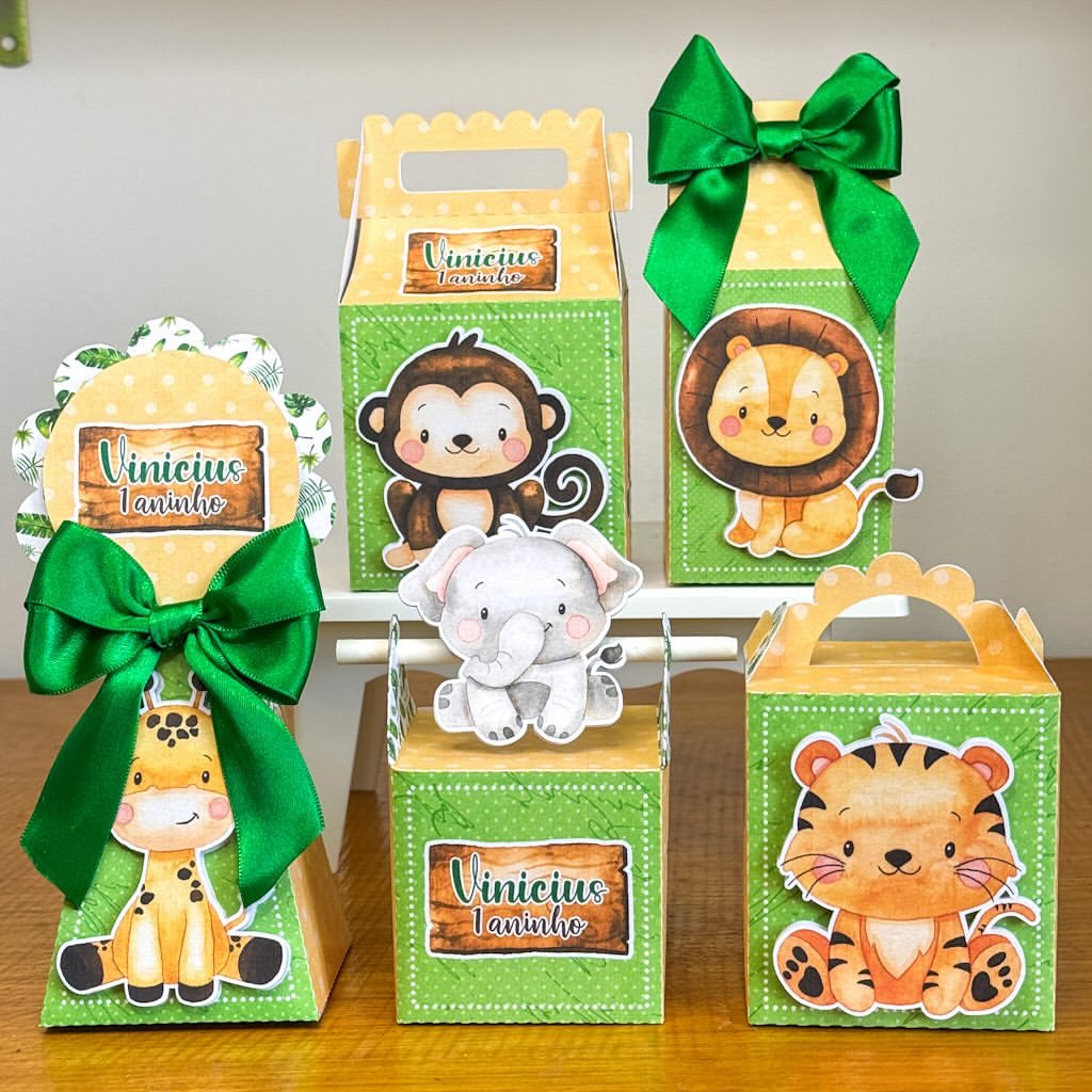 Kit Festa Safari Personalizado, Lembrancinhas Safari, Enfeites de Mesa Safari, Caixinhas Safari