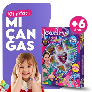 Kit Miçangas Coloridas para Fazer Pulseira Bijuteria Colar Bracelete Brinquedo Infantil