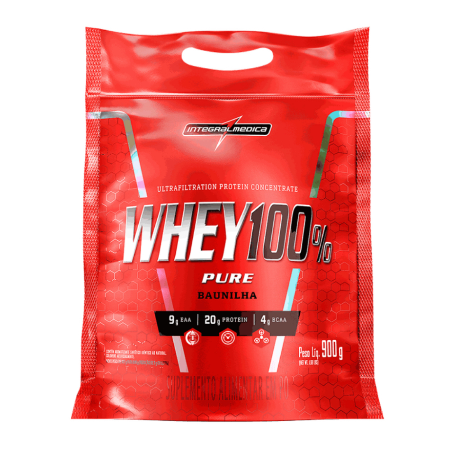 Whey Protein 100% Pure Concentrado 900g Refil - IntegralMédica em Oferta na Shopee