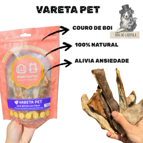 Petisco Vareta Pet Pele Bovina em Tiras Alecrim Pet 150g Mordedor Natural Roer Cão