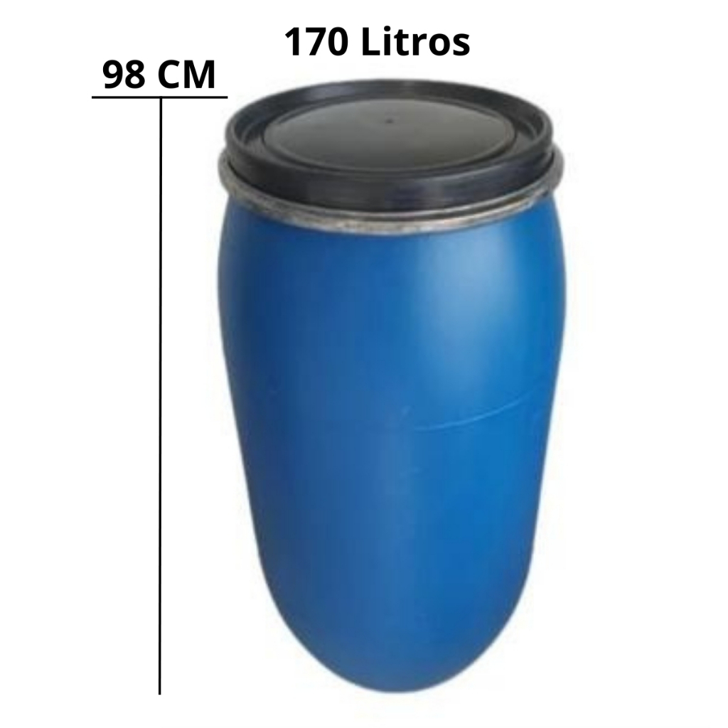 Tambor Plástico 170 Litros Bombona Plástica Barrica Com Tampa removível Encaixe Cinta Vedação semi novo