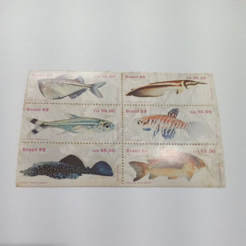 Filatelia - Selo postal - Série Peixes - Brasil 1988