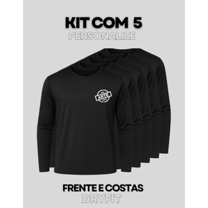 Kit 5 Camiseta Manga Longa Dry Fit Personalizada Empresa Uniforme Evento Corrida Seu Logo Sua Arte 3