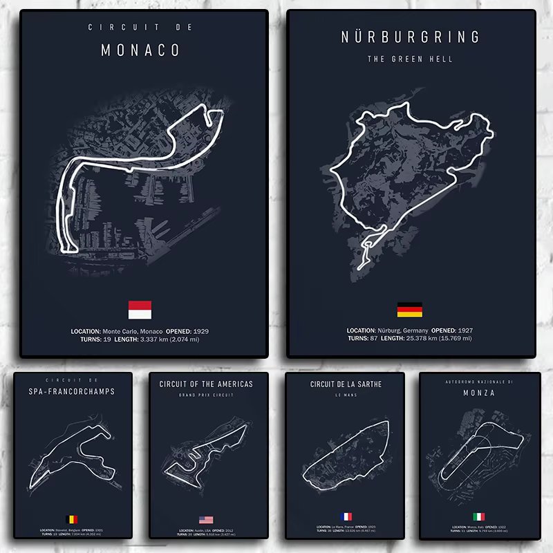 Quadro Fórmula 1 pista f1 – Circuitos Imola e Mônaco Decorativo Moderno