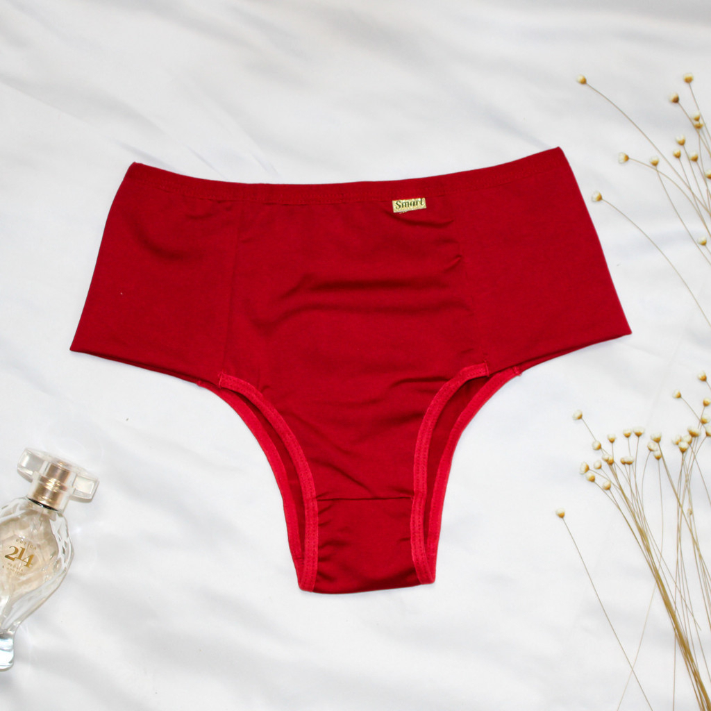 Detalhes do kit 10 Calcinhas Cintura Alta Pala Dupla Seca Barriga Femina