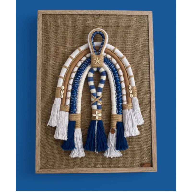 Quadro Cocar Rainha do Mar - Arte Têxtil Brasileira - Decoração de Luxo Yemanjá