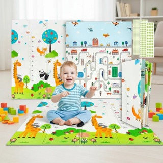 Tapete Atividade Tatame Bebê Infantil Térmico Dobrável 120x180cm / 2,00x1,50cm Impermeável Dupla Face Emborrachado em Oferta na Shopee