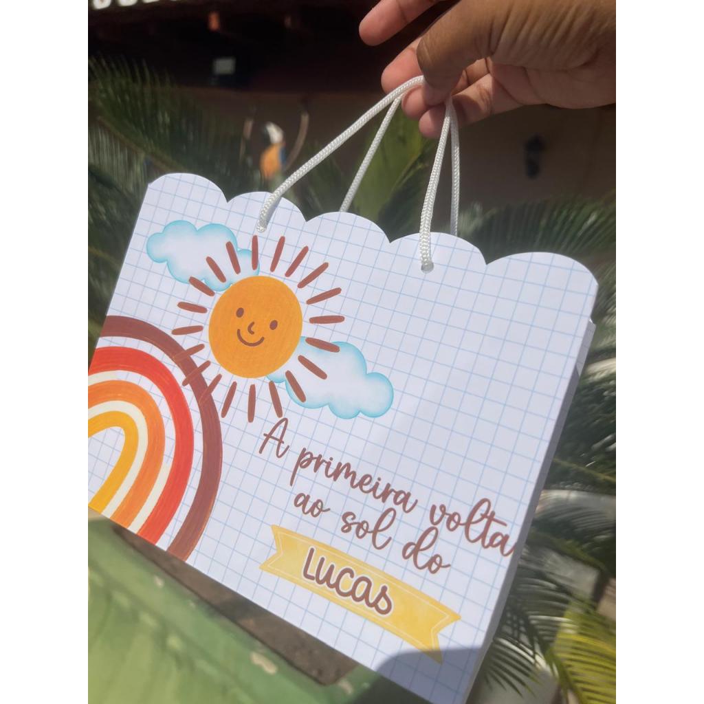 Sacola Surpresa Personalizada Primeira Volta ao Sol Menino Festa Infantil Menino • Lembrancinha • Aniversário 1 aninho