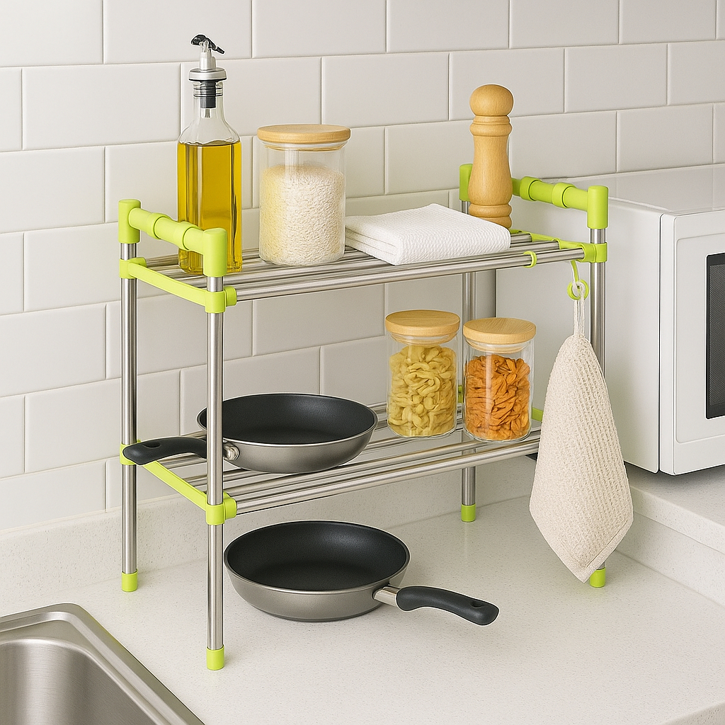 Organizador Prateleira Inox Ajustável Multiuso Cozinha Banheiro Sapateira Rack Portátil