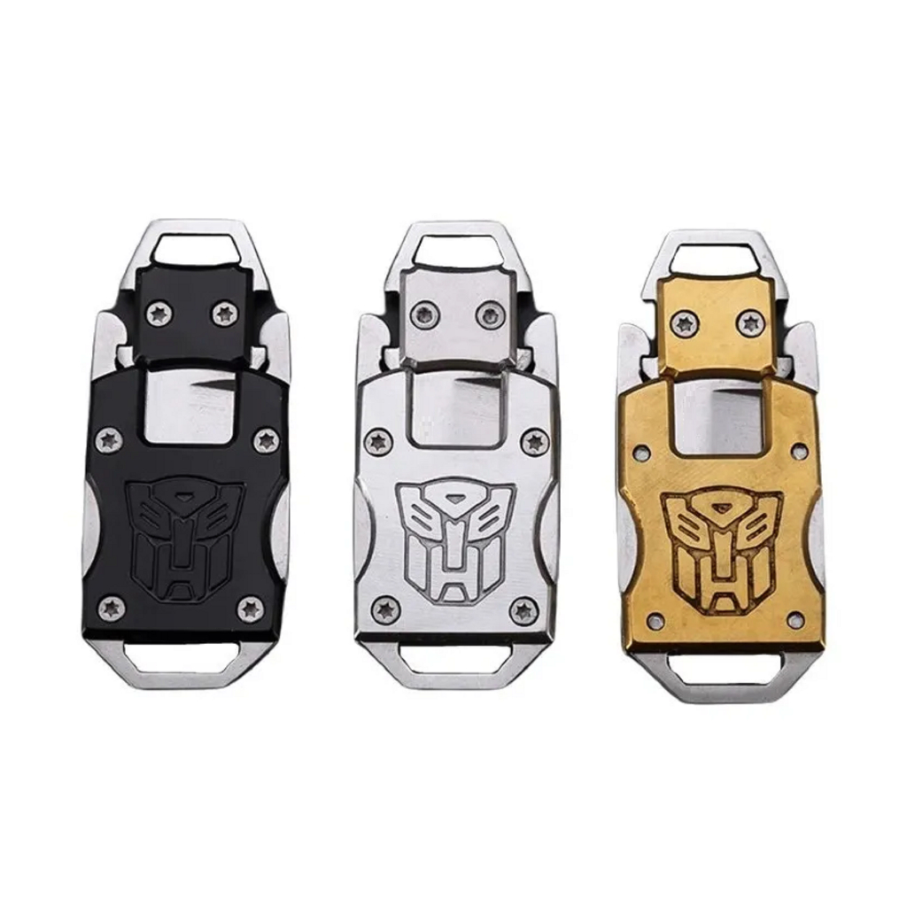 Mini Canivete Chaveiro Faca d Bolso Portátil EDC Lâmina Retrátil Camping Pesca Aço Inox Transformers