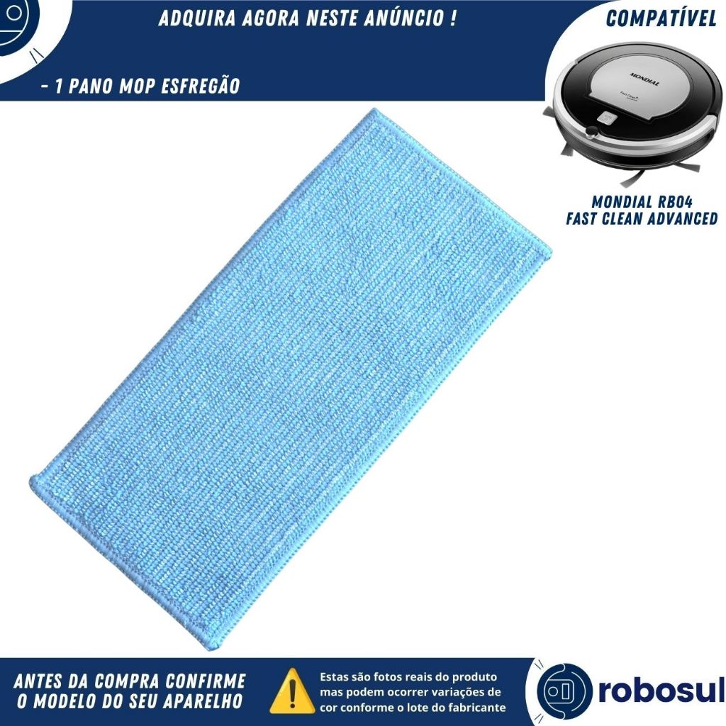 Pano Mop Esfregão Para Robô Aspirador Mondial Fast Clean Advanced RB04 RB-04