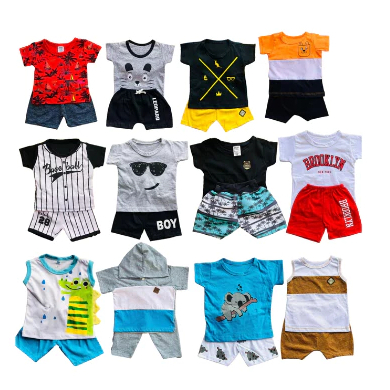 kit 2 Conjunto de bebe menino estiloso roupa de bebe menino 2 Camisetas + 2 Bermudas Kit com 2 Conjuntos.