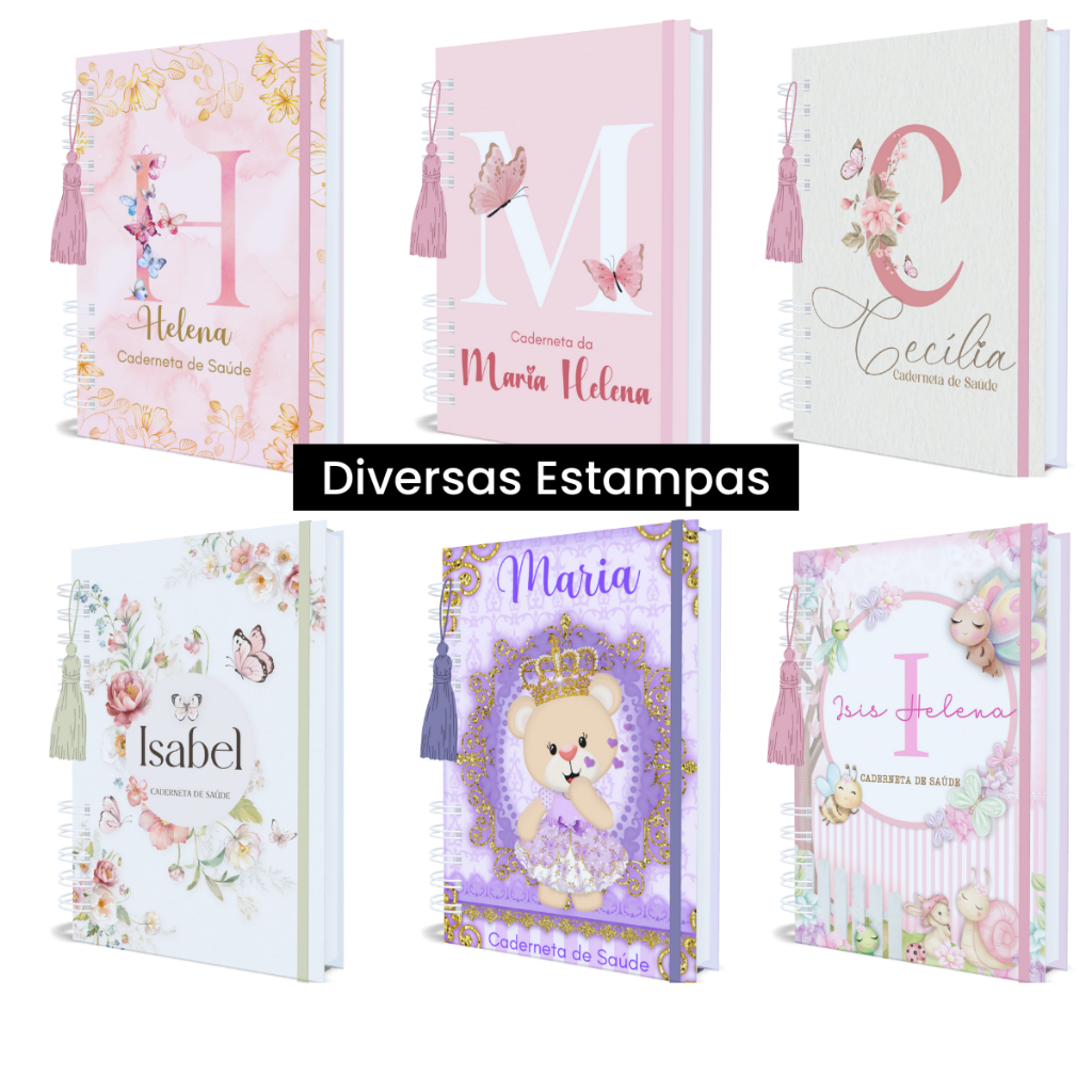 Caderneta de Vacinação Menina Personalizada Atualizada Capa Dura Vários Temas Modelos Alfabeto Nome Caderneta de Vacinação Menina Personalizada Atualizada Capa Dura Vários Temas Modelos Alfabeto Nome