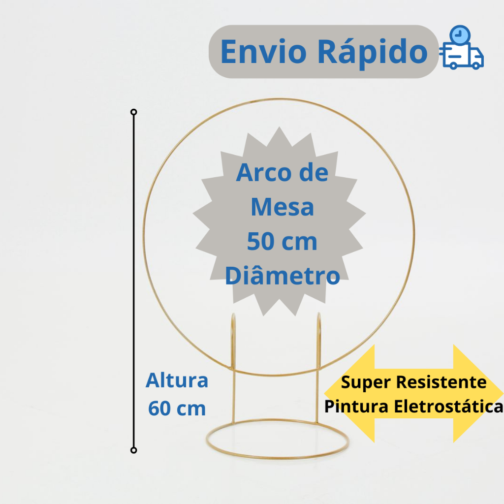 Arco de Mesa Redondo Decoração 60cm Painel Festa Mini Arco Festa Dourado