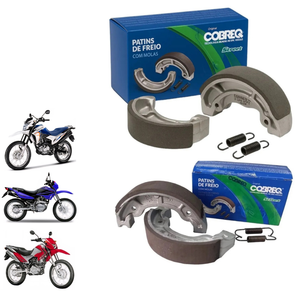 Lona Patim Freio BROS 125 150 160 - XLR XLS 125 Dianteira + Traseira Kit Completo a Tambor COBREQ