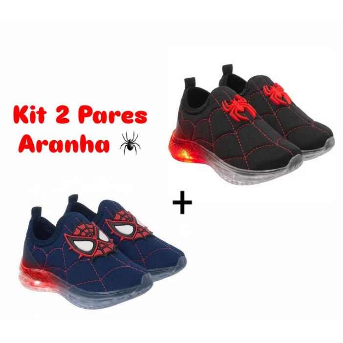 Pares Tênis Infantil Homem-Aranha Rosto com LED Luz Colorida | Confortável Casual Esportivo em Oferta na Shopee