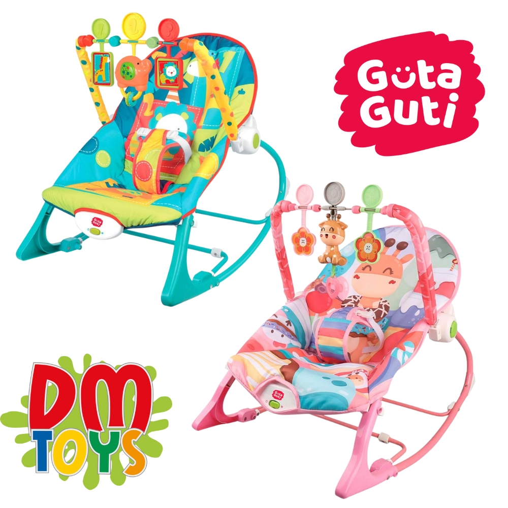 Cadeirinha de Descanso Cadeira Balanço Vibratória Musical para Bebê Guta Guti Rosa / Azul