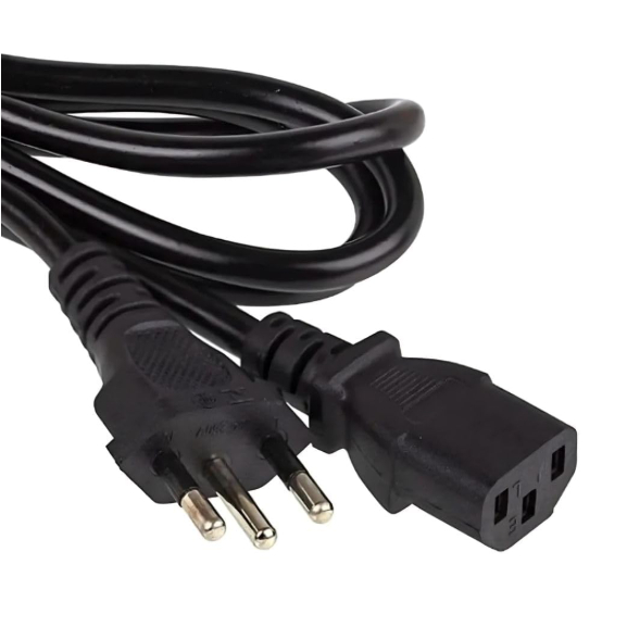 Cabo de Força 3 Pinos Tripolar Universal 1,5m para PC, Monitor, Fonte, Impressora, TV – Bivolt Padrão Novo Inmetro