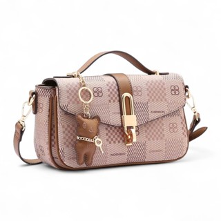 Bolsa Feminina Chenson Original Tiracolo PU Chaveiro Ursinho Estilo Sofisticado 2 Divisões Monograma em Oferta na Shopee