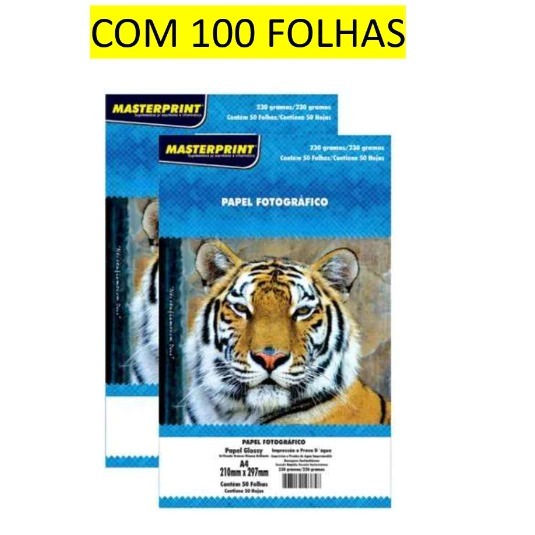 100 Folhas Papel Fotografico A4 Glossy 230g Masterprint 230g Oferta!!!