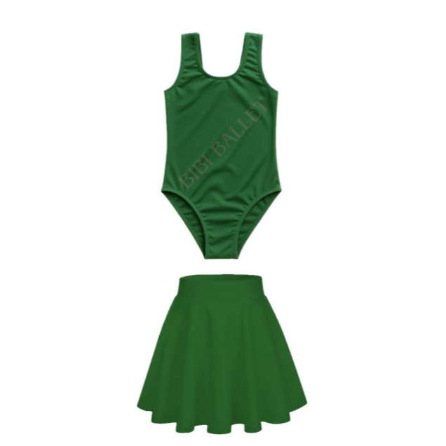Kit Duplinha 2 itens/ Collant Regata + Saia de cos- VERDE BANDEIRA