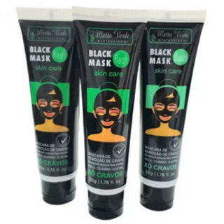 Kit 3 Máscaras Faciais Black Mask 50g – Remoção de Cravos e Limpeza Profunda matto verde em Oferta na Shopee