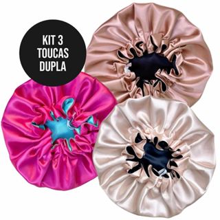 3 Toucas de Cetim Dupla Face Ajustável em Oferta na Shopee
