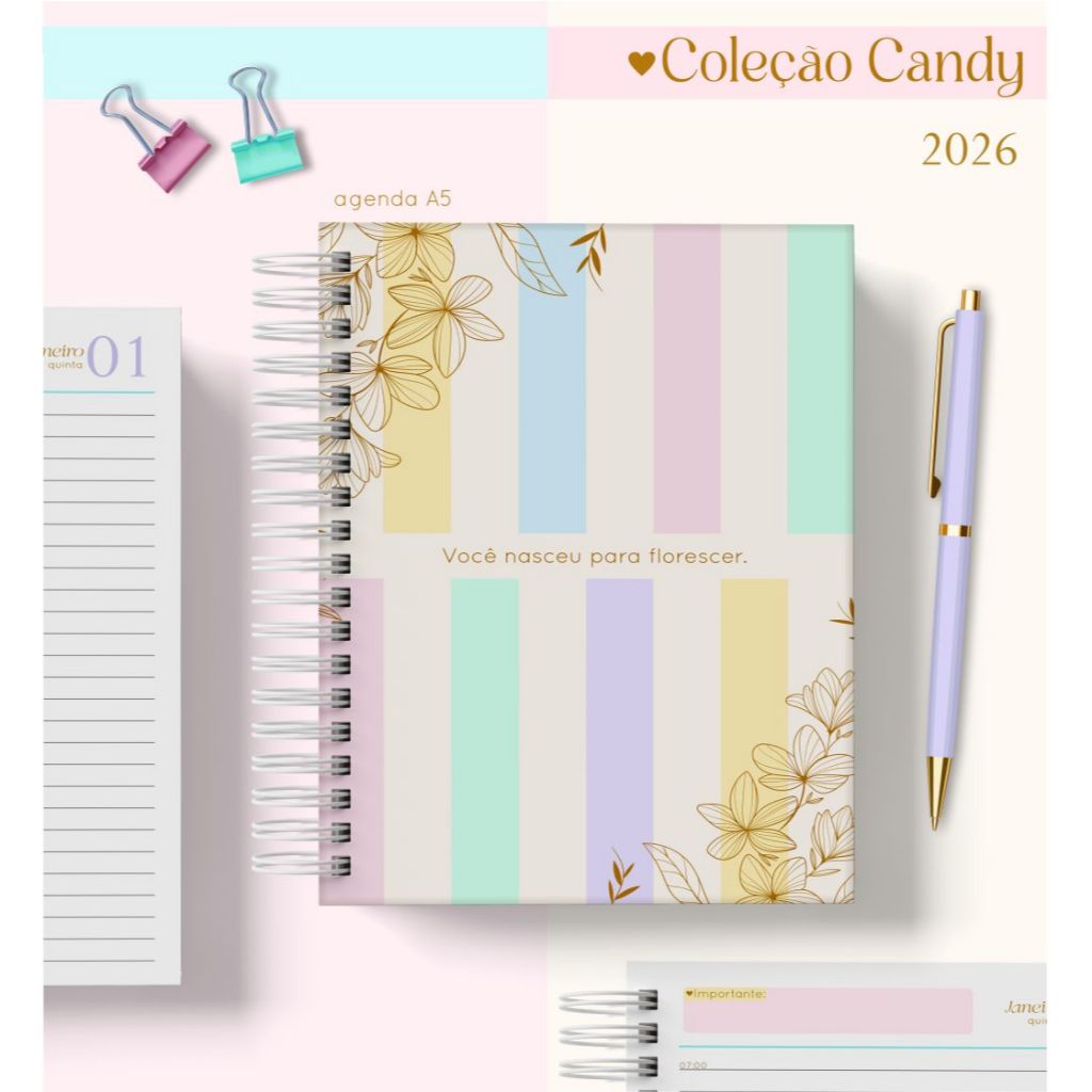 Agenda 2026 Candy A5 - 2DPP - Com Elástico em Oferta na Shopee