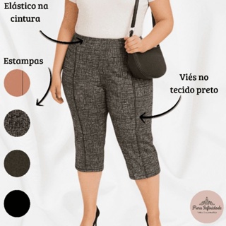 Calça Capri Pantacur Feminina Plus Size, Cintura ALTA, Cores Variadas e Estilo em Oferta na Shopee