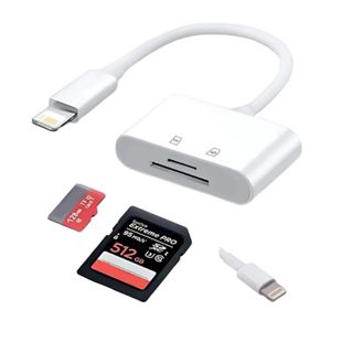 leitor e adaptador para cartão de memória sd e tf micro conector Lightining para iphone em Oferta na Shopee