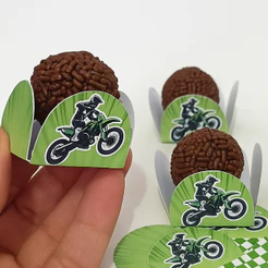 ENVIO RÁPIDO - Forminha de doce Motocross Verde - Decoração de festa Motocross Verde.