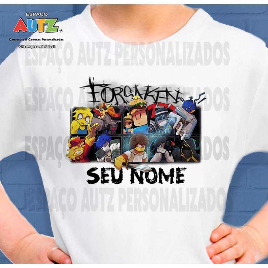 Camiseta Forsaken Roblox - Com nome ou sem nome em Oferta na Shopee