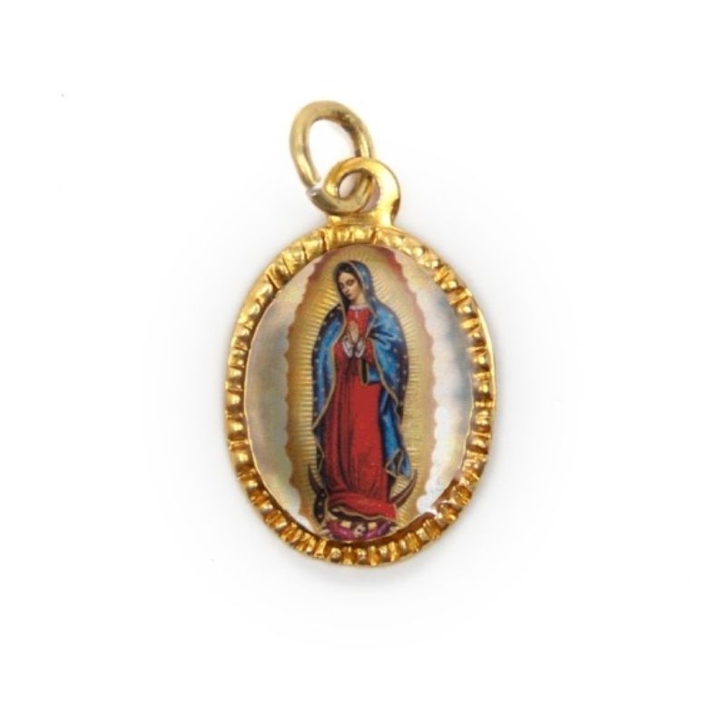 Medalha de Alumínio Oval Dourada  N. Sra. De Guadalupe - 2X1,3cm