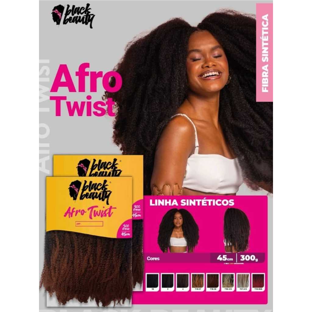 Cabelo Fibra Orgânica Crochet Braids Black Beauty  Estilo Afro Twist Tamanh:45cm (300g)
