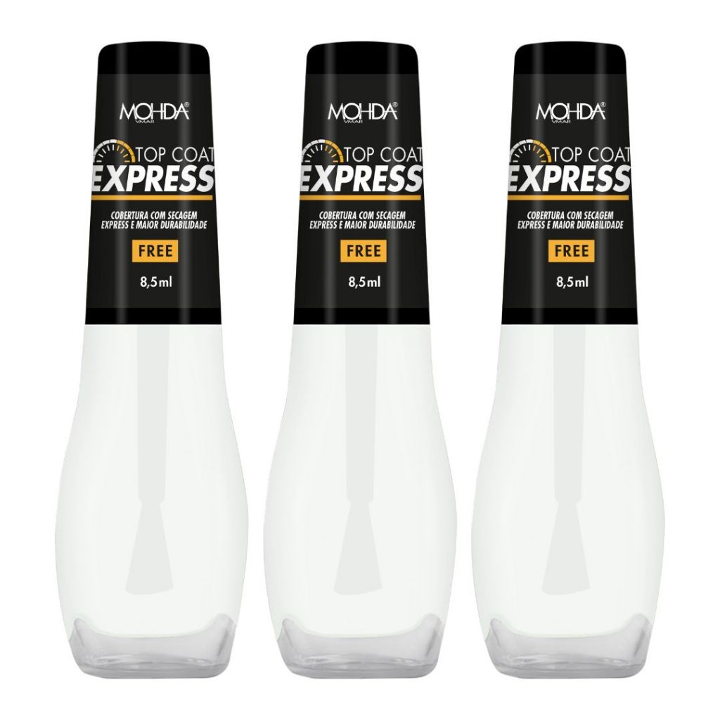 3 unidades TOP COAT EXPRESS 8,5ml - Esmalte Mohda Cobertura Free