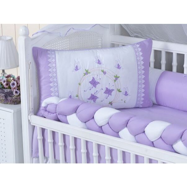 Kit Berço Americano 10 Peças Borboletas (413) Lateral Trançada Varias Cores Menina + SAIA DE BERÇO em Oferta na Shopee