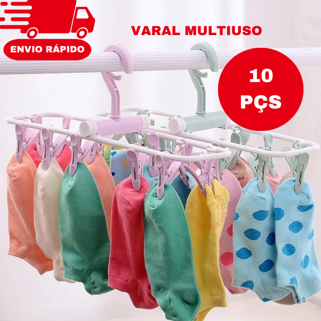 MULTIUSO VARAL ROUPA ÍNTIMA, DOBRÁVEL COM 32 PRENDEDORES, CALCINHA, CUECA, SUTIÃ, BIQUÍNI E MEIAS