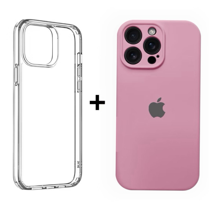 Kit 2em1 Capa Case Silicone aveludado com proteção de câmera +Cpace Acrílico transparente para iPhone 12 12Pro 12Promax