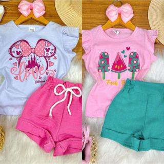 Kit 04 Peças Roupa Infantil Menina Conjunto Verão Feminino lançamento ( peças sortidas ) em Oferta na Shopee