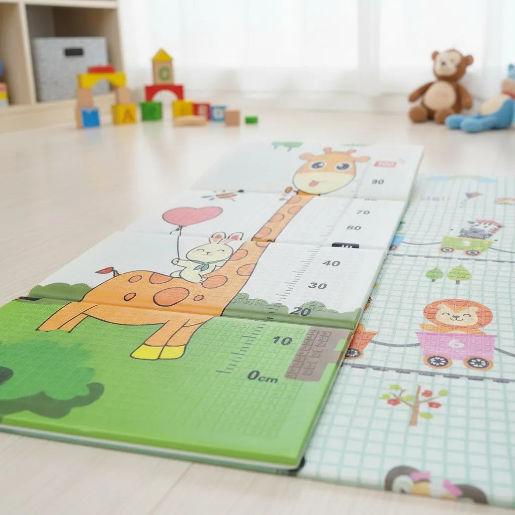 Tapete Atividade GRANDE Tatame Bebê Infantil Térmico Dobrável 200x150cm Impermeável Dupla Face Emborrachado