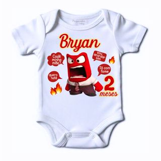 Body bebe personalizado com nome e mes tema raiva divertidamente em Oferta na Shopee