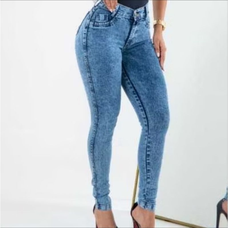 calça jeans skinny marmarizada feminina com laycra wissam jeans