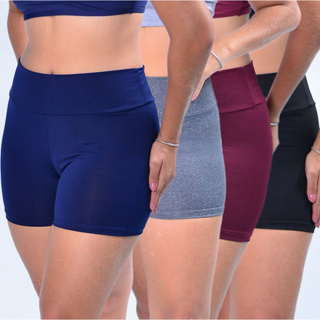 Kit 4 Short Curto Cintura Alta Fitness Feminino Academia Zero Transparência em Oferta na Shopee